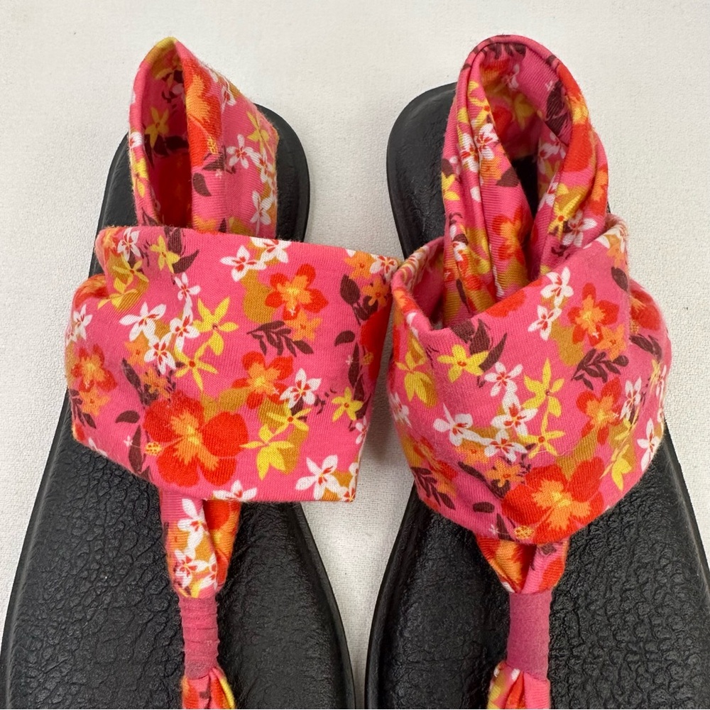 Sanuk Pink Floral Women's Yoga Sling Sandals 7 - Picture 5 of 12